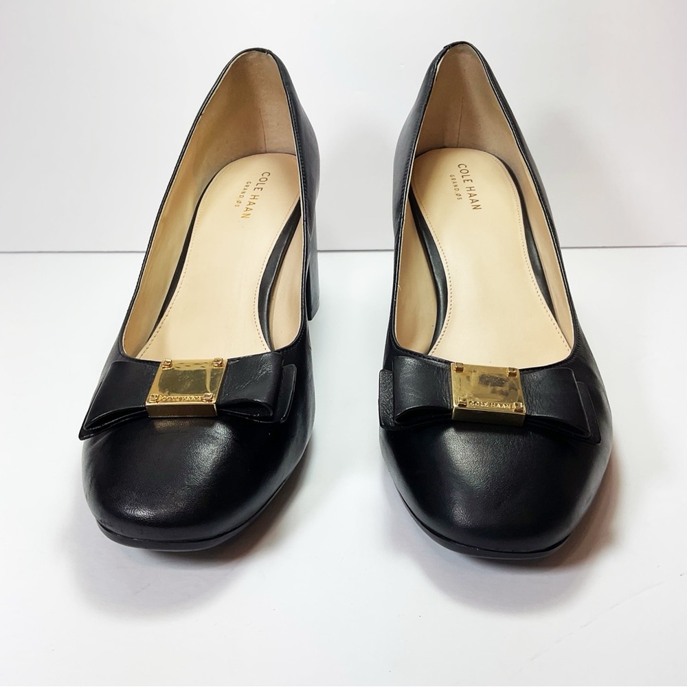 Cole Haan Tali Bow Leather Block-Heel Pumps - Picture 4 of 10